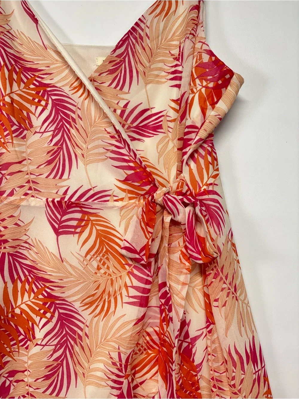 ✨Miami Palm Leaf Print Strappy Wrap Sundress Size L